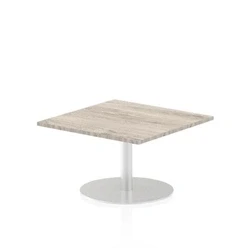 Image of Italia 800mm Poseur Square Table Grey Oak Top 475mm High Leg