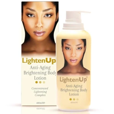 Image of Lightenup Anti Aging, Skin Brightening Body Lotion 13.5 Fl Oz / 400 ml Moisturizing Cream for Elbows, Armpit, Private Areas, Feet with Argan Oil, Shea Butter &amp; Alpha Arbutin