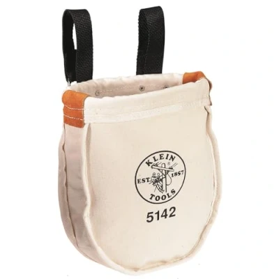 Image of Klein Tools 5142 Heavy Tool Bag, No. 8 Canvas Utility Reinforced with Rope and Tanned Leather, Loop Belt Connection