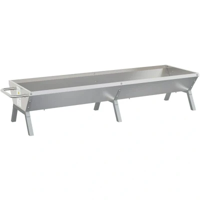 Image of vidaXL Stainless Steel BBQ Tray 158x42x31 cm Outdoor Grill Drip Pan with Powder Coated Legs &amp; Side Handles