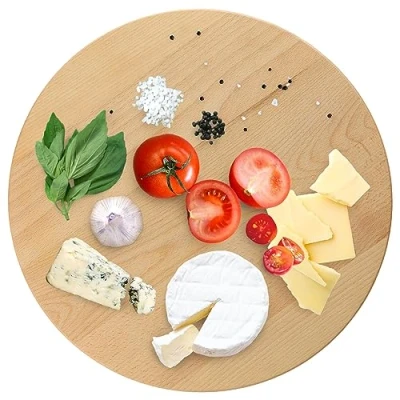 Image of KADAX Round Serving Platter, Lazy Susan for Dinning Table, Large Rotating Tray Charcuterie and Cheese, Wooden Board Kitchen (35 cm)