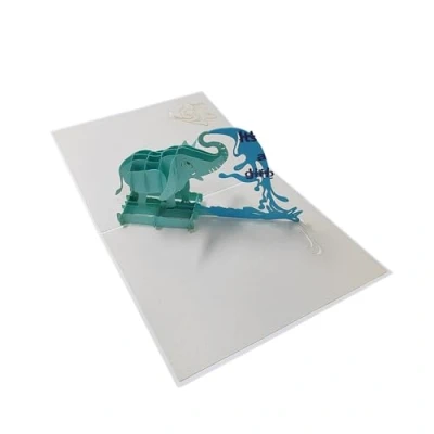 Image of 3D animal Pop Up greeting card christening birthday for children,small elephant