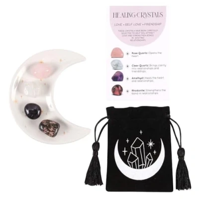 Image of Love Healing Crystal Set with Moon Trinket Dish