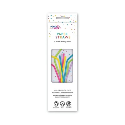 Image of Pukka Party Flexible Drinking Straws Assorted (Pack of 24) PTY580
