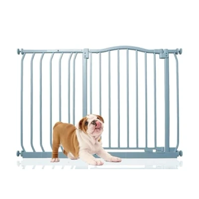 Image of Bettacare Curved Top Dog Gate, 89cm 98cm, Matt Grey, Pressure Fit Pet Gate for and Puppy, Barrier, Easy Installation