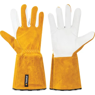 Image of Tegera S/G Goatskin Ch/B Gloves Yellow White Size 12