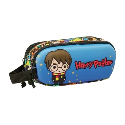 Image of Safta Harry Potter 3D Double Pencil Case, Children&#039;s Ideal for School Age Children, Comfortable and Versatile, Quality Resistance, 21 x 6 8 cm, Blue/Multicoloured,