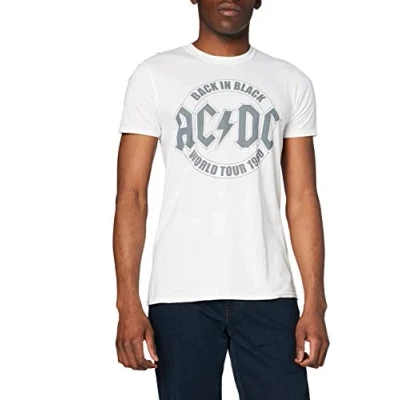 Image of AC/DC Men&#039;s Tour Emblem T Shirt, White (White White), M UK