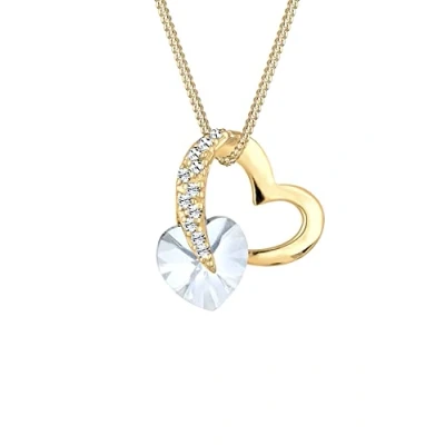 Image of Elli Necklace White Heart Crystals 925 Sterling Silver Gold Plated