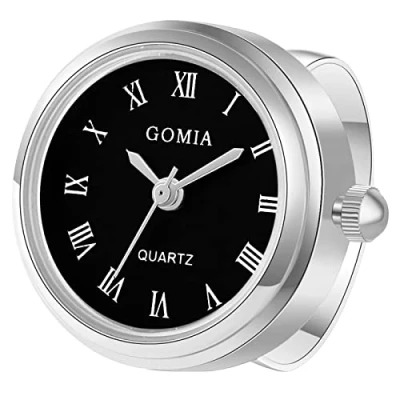 Image of JewelryWe Men Women Finger Watch Novelty Adjustable Ring Round Dial Roman Numeral Quartz Rings, for Mothers Day