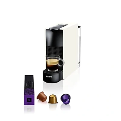 Image of Krups Nespresso Essenza Mini Capsule Coffee Maker, 19 Bar Machine with 2 Programmes, Ultra Compact Size and Auto Off Function, 1450 W, 0.6 litres White