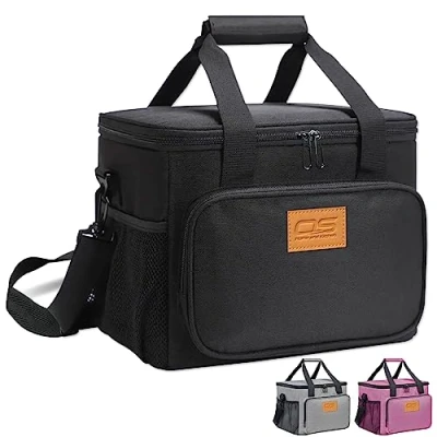 Image of Insulated Portable Food Cooler Picnic Bag Large Capacity Waterproof Material, Lightweight Easy to Carry &amp; Clean for Camping, BBQ, Travel Outdoor Activities (Size: 15 Liter, Black)