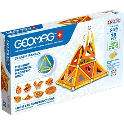 Image of Geomag Classic Panels 78 Pieces Magnetic Construction for Children Green Collection 100 Percent Recycled Plastic Educational Toys