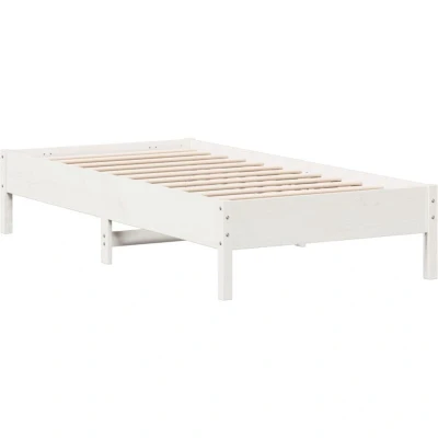 Image of vidaXL Bed Frame without Mattress White 90x190 cm Single Solid Wood Pine