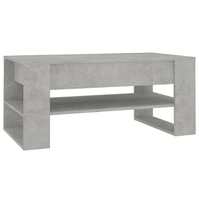Image of vidaXL Coffee Table Rectangular, Concrete Grey, Engineered Wood, Modern Design, Ample Storage, 102x55x45 cm