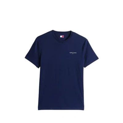 Image of Tommy Jeans Linear Chest TEE Basic Tshirt, Men&#039;s, Size: 36/38, Dark night navy
