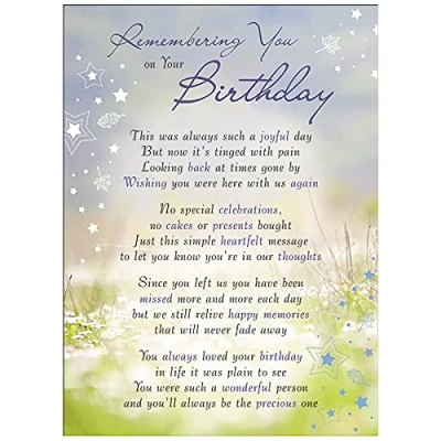 Image of Remembering You on Your Birthday Memorial Remembrance Card Verse Plastic Coated Grave Graveside