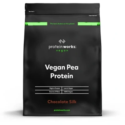 Image of Protein Works Pea Isolate Powder 100% Plant Based &amp; Natural Gluten Free No Added Sugar Chocolate Silk 1 Kg