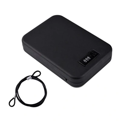 Image of NUZAMAS Portable Safe Steel Combination Cable Lockbox for Travel, Car or Home Use Lock Box Storage