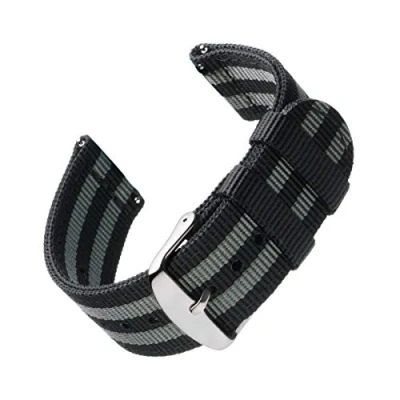 Image of Archer Watch Straps Premium Nylon Quick Release Replacement Bands for Men and Women, Watches Smartwatches (Black/Gray, 18mm)