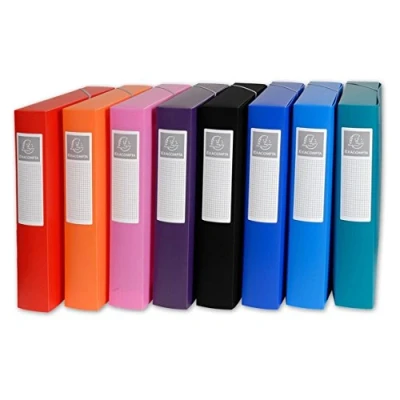 Image of Exacompta Ref 5980E PP Opaque Elasticated Filing Box 240 x 320mm in Size, Suitable for A4 Documents, 60mm Spine, 0.7mm Polypropylene Assorted Colours (Pack of 8)