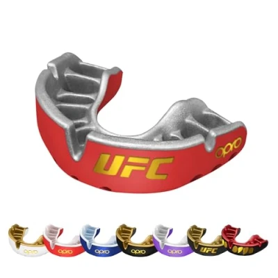 Image of OPRO Gold Level UFC Mouthguard, Adults and Kids Sports Mouth Guard, Featuring Revolutionary Fitting Technology for Lacrosse, Boxing, MMA, Martial Arts, BJJ All Contact (Red, Adult)