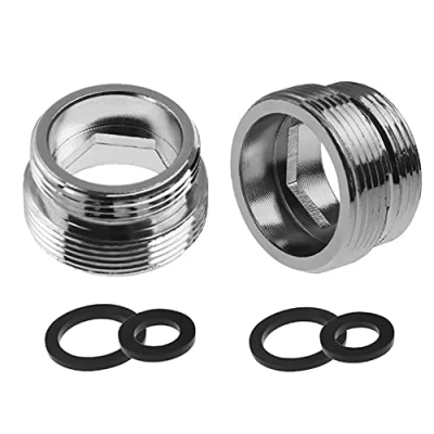 Image of 2pcs Metal Faucet Adaptor, 22mm Male Thread to 24mm Brass Tap Aerator Connector for Bathroom Kitchen Water Purifier