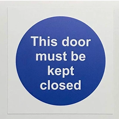 Image of This door must be kept closed Safety sign Self adhesive sticker 300mm x