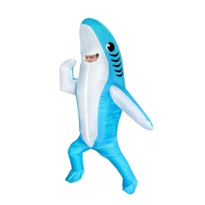 Image of FXICH Inflatable Costume Adult shark Funny Dress Party for Halloween blue