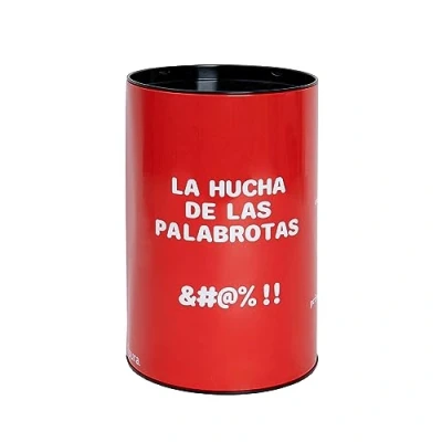 Image of Fisura Original money box. Large steel box for adults. Tin gift. Measures: 13 centimetres x 20 centimetres. (XXL palabrotas, red)