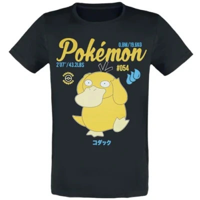 Image of Pokémon Enton Vintage Men&#039;s Short Sleeved T Shirt Black L 100% Cotton Regular/Regular Fit
