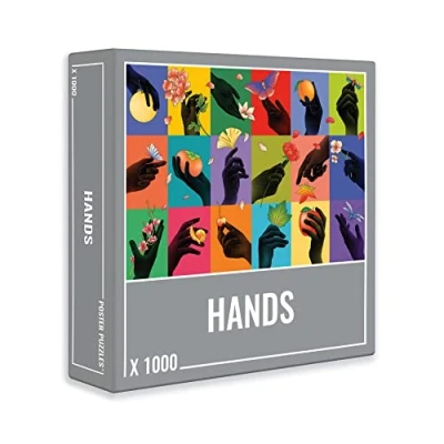 Image of Cloudberries Hands Puzzle: Premium 1000 Piece Rainbow Jigsaw Puzzles for Adults, Elegant Black with Flowers, Insects and Fruit, Made in Europe, Free Poster Included