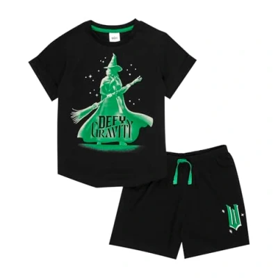 Image of WICKED Girls Pyjamas Short Elphaba PJ Set The Musical Merchandise Ages 8 to 16 Years Old 14 15 Black