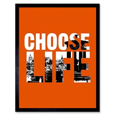 Image of Wee Blue Coo Quote Choose Life Trainspotting Edinburgh Scotland Art Print Framed Poster Wall Decor 12X16 Inch