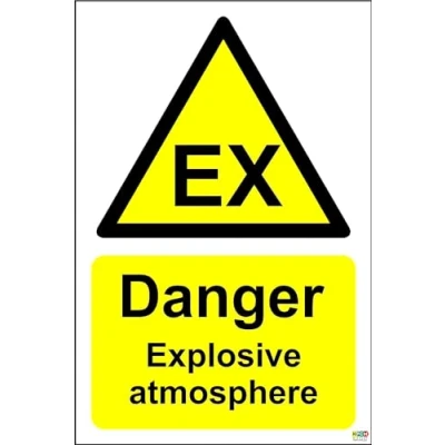 Image of Warning Danger Explosive Atmosphere Safety Sign Self Adhesive Sticker 200mm x 150mm Case (Pack of 10)