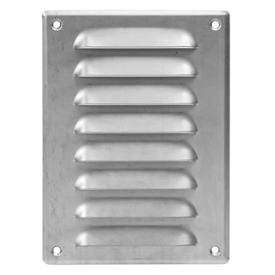 Image of Metal Air Vent Grille 140mm x 190mm with Fly Screen Flat Louvre Duct Cover (Galvanised Steel)