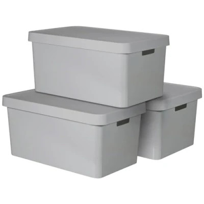 Image of Curver Infinity Box with Lid 45 L Light Grey Set of 3