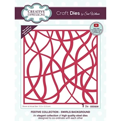 Image of Creative Expressions Sue Wilson Festive Collection Swirls Background Craft, Metal, die Size 12.2 x cm
