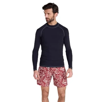 Image of Mountain Warehouse Mens Long Sleeves Rash Vest Quick Drying Guard, Prevents Chafing, UPF50+ Sun Protection with Flat Seams for, Swimming &amp; Surfing Black 4XL