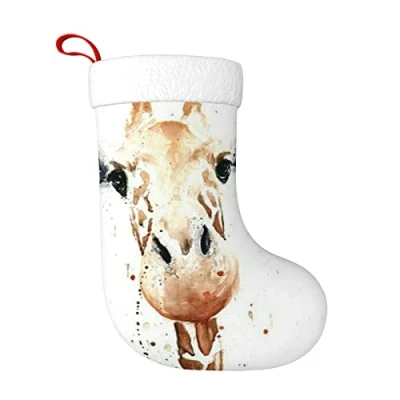 Image of FADUNI Clever Giraffe Christmas Stockings Xmas Fireplace Hanging Decoration For