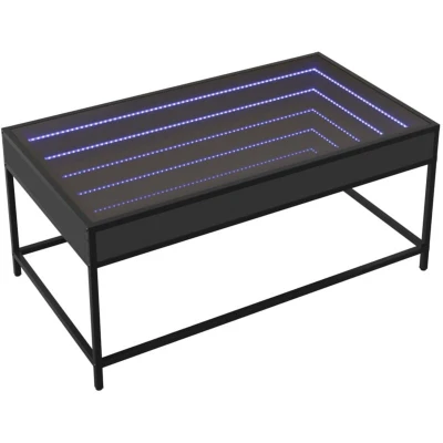 Image of vidaXL Coffee Table with Infinity LED Black 90x50x41 cm