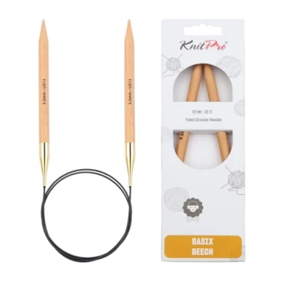 Image of KnitPro Basix Birch circular needle 80cm 9.00mm 3pcs, Beige