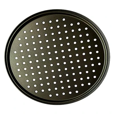 Image of ohfruit Non Stick Pizza Tray, 10/11/12 Inch Carbon Steel Baking Round Oven Tray Pan, Pan Mesh Plate Bakeware Tool 26cm