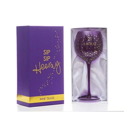 Image of Boxer Gifts GWO721 Opulent 21st Birthday Wine Glass Beautiful Party Glassware, 600 milliliters, Klar