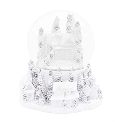 Image of Christmas Workshop Snowglobe Silver &amp; White Towns Musical