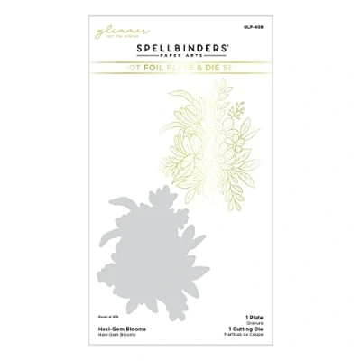 Image of Spellbinders Blooms Glimmer Hot Foil Plate &amp; Die Set from The Hexi Gems Collection, Metal, ONE