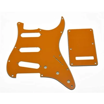 Image of Dopro 11 Hole Strat SSS Pickguard ST Back Plate Trem Cover for USA/Mexican FD Orange 3 Ply