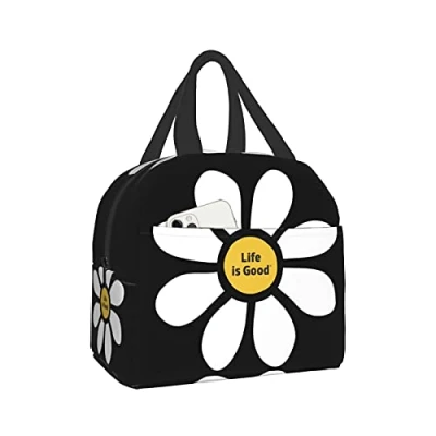 Image of FJAUOQ Life is Good Lunch Box Insulated Bags for Kids Boys Girls Reusable Tote Bags, Perfect School/Camping/Hiking/Picnic/Beach/Travel