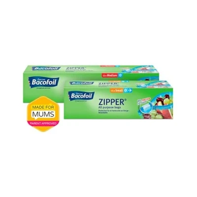 Image of Zipper All Purpose Bags Resealable Slider Secure Zip Tight Seal BPA Free Food Storage Bags, Fresh Keeping, Freezing, Transporting and Organising 15 x Small 1L 12 Medium 3L