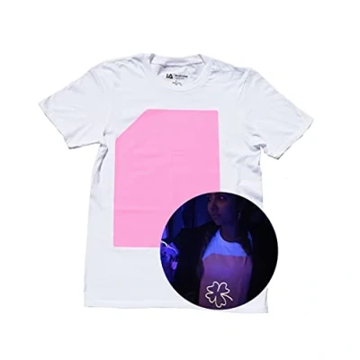 Image of Illuminated Apparel Interactive Glow in The Dark T Shirt Fun for Birthday Parties &amp; Festivals Light up Night (L, White/Pink Glow)